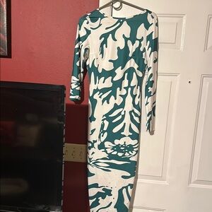 SHEIN Blue Asymmetrical Long Sleeve Cocktail Dress